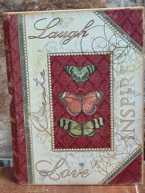 Faux False Book Storage Box Butterfly Theme Create Laugh Love Inspire